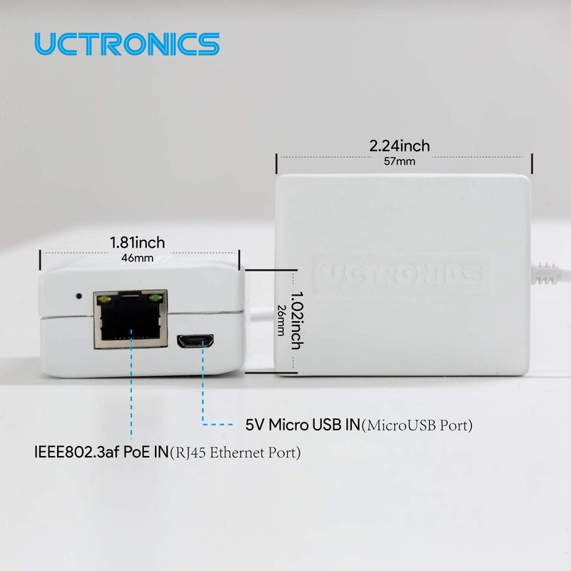 UCTRONICS for Raspberry Pi Zero Ethernet and Power, Micro USB Ethernet/PoE Adapter for Fire TV Stick, Chromecast, Google Mini, and More, IEEE 802.3af Compliant - Image 2